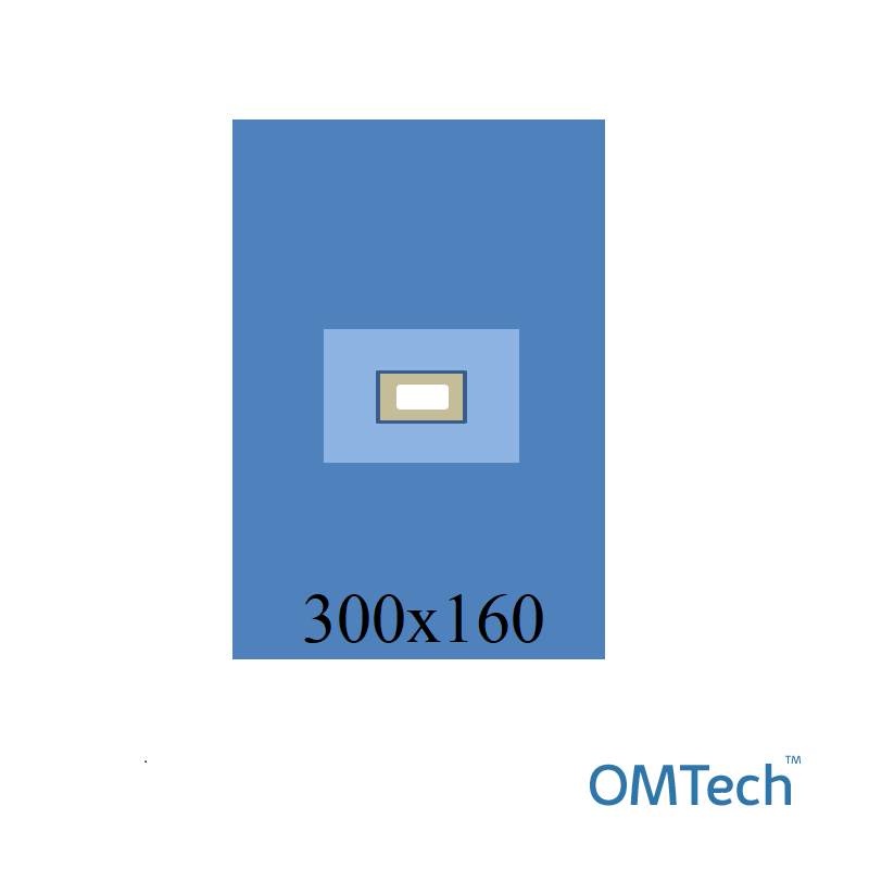Покриття операційне OMTech™ для струмектомії №2 300см х 160см - на дугу, з адгезивним операційним полем 7см х 17см та поглинаючою зоною (СМС - 35 г/м2)